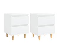 vidaXL Comodini con Gambe in Pino Massello 2pz Bianchi 40x35x50 cm