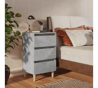 vidaXL Comodini con Gambe Legno Massello 2pz Grigio Cemento 40x35x69cm