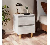 vidaXL Comodini con Gambe Legno Pino 2pz Bianco Lucido 40x35x50 cm