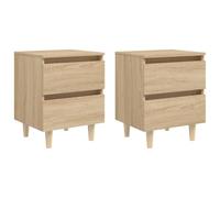 vidaXL Comodini con Gambe Pino Massello 2pz Rovere Sonoma 40x35x50 cm