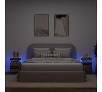 vidaXL Comodini con LED 2 pz Legno Antico 35x39x55 cm in Truciolato, tavolino da Notte, tavolino, Arredamento per Camera da Letto