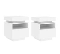 vidaXL Comodini con Luci LED 2pz Bianchi 40x39x48,5 cm