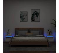 vidaXL Comodini con Luci LED 2pz Bianchi 40x39x48,5 cm