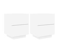 vidaXL Comodini con Luci LED 2pz Bianchi in Legno Multistrato