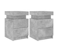 vidaXL Comodini con Luci LED 2pz Grigio Cemento 35x39x55 cm, Comodino con luci LED, Mobile per Camera da Letto, mobiletto da Notte, Supporto da Notte