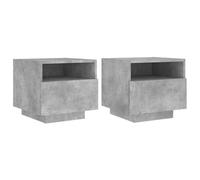 vidaXL Comodini con Luci LED 2pz Grigio Cemento 40x39x37 cm
