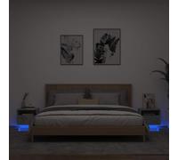 vidaXL Comodini con Luci LED 2pz Grigio Cemento 40x39x37 cm