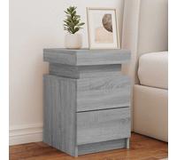 vidaXL Comodini con Luci LED 2pz Grigio Sonoma 35x39x55 cm