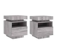 vidaXL Comodini con luci LED 2 pezzi Grigio Sonoma 40x39x48,5 cm