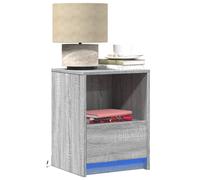 vidaXL Comodini con Luci LED 2pz Grigio Sonoma in Legno Multistrato
