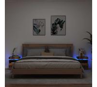 vidaXL Comodini con Luci LED 2pz Legno Antico 40x39x48,5 cm