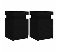 vidaXL Comodini con Luci LED 2pz Neri 35x39x55 cm