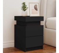 vidaXL Comodini con Luci LED 2pz Neri 35x39x55 cm