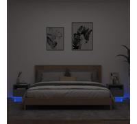 vidaXL Comodini con Luci LED 2pz Neri 40x39x37 cm