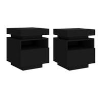 VIDAXL - Comodini Con Luci Led 2pz Neri 40x39x48,5 Cm - SPEDIZIONE GRATUITA