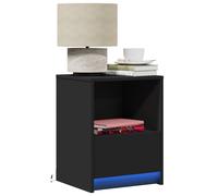vidaXL Comodini con Luci LED 2pz Neri in Legno Multistrato