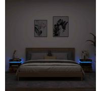vidaXL Comodini con Luci LED 2pz Rovere Fumo 40x39x48,5 cm