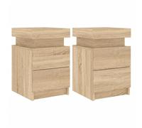 vidaXL Comodini con Luci LED 2pz Rovere Sonoma 35x39x55 cm