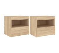 vidaXL Comodini con Luci LED 2pz Rovere Sonoma 50x40x45 cm