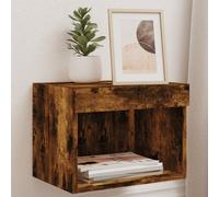 vidaXL Comodini con Luci LED a Parete 2pz Rovere Fumo