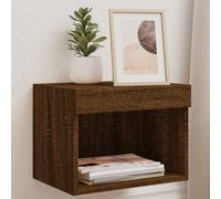 vidaXL Comodini con Luci LED a Parete 2pz Rovere Marrone