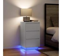 vidaXL Comodini con Luci LED Bianco 38x34x65 cm, Comodino, Comodino, Comodino, Comodino, Comodino, Comodino, tavolino da Letto, tavolino da Letto