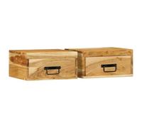 vidaXL Comodini da Parete 2pz in Legno Massello di Acacia, Comodino a Muro, Comodino a Sospensione, Comodino, Comodino pensile, Comodino sospeso