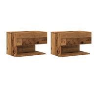 vidaXL Comodini da Parete 2pz Legno Antico, Comodino a Muro, Comodino a Sospensione, Comodino, Comodino pensile, Comodino sospeso