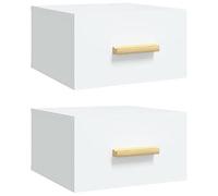 vidaXL Comodini da parete, in legno resistente, bianco, design sospeso, decorazione industriale per spazi compatti, set da 2 pezzi