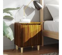 vidaXL Comodini Gambe in Legno Massello 2 pz Rovere Marrone 40x30x50cm