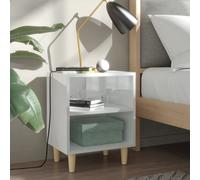 vidaXL Comodini Gambe in Legno Massello 2pz Bianco Lucido 40x30x50 cm