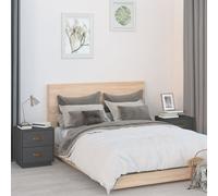 vidaXL Comodini Grigi 2 pz 40x34x45 cm in Legno Massello di Pino