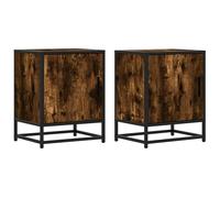 vidaXL Comodini Rovere Fumo 2 pz 40x31x50 cm Legno Multistrato Metallo, tavolino da Notte, tavolino, Arredamento per Camera da Letto
