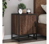 vidaXL Comodini Rovere Marrone 2 pz Legno Multistrato e Metallo