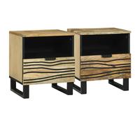 vidaXL Comodini, Set da 2, 40 x 33 x 46 cm, in legno massello di mango