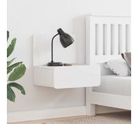 vidaXL Tavolini da Notte Bianchi in Pino Massello - Design Tradizionale - 44x32.5x40 cm - Set da 2 - Montati a Muro - con Superficie in Legno Testurizzato - Perfetti per Camere da Letto Piccole - INC