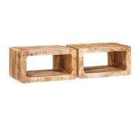 vidaXL Comodino 2 pcs Marrone 45 x 30 x 24 cm Legno di mango massello