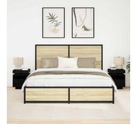 vidaXL Comodino 2 pcs Rovere nero 40 x 39 x 48.5 cm Legno multistrato