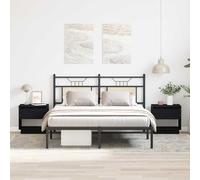 vidaXL Comodino 2 pcs Rovere nero 45 x 34 x 44 cm Legno multistrato