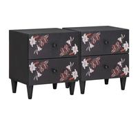 vidaXL Comodino 2 pz Marrone 40 x 33,5 x 46 cm Legno di mango massello