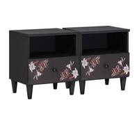 vidaXL Comodino 2 pz Marrone 40 x 33 x 46 cm Legno di mango massello