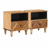 vidaXL Comodino 2 pz Marrone 50 x 33 x 60 cm Legno di mango massello