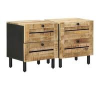 vidaXL Comodino 2 pz Naturale 40 x 33 x 46 cm Legno di mango massello, Comò compatto per la camera, tavolino moderno, legno di mango, arredamento alla moda, design minimalista