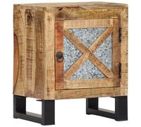 AX Comodino Armadietto Artigianale 40x30x50cm Legno Naturale Nero Casa 0K 282759