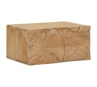 vidaXL Comodino a muro fatto a mano Marrone Teak 40 x 30 x 20 cm, Arredamento per camera, comodino moderno in legno di mango, mobile compatto, design floreale unico