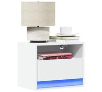 vidaXL Comodino a Parete con Luci LED Bianco, Comodino sospeso, Comodino, mobili per Camera da Letto, Comodino a Parete, Porta Telefono