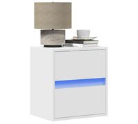 vidaXL Comodino a Parete con Luci LED Bianco, Comodino sospeso, Comodino, Comodino con cassetti, Comodino a Parete, Porta Telefono