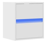 vidaXL Comodino a Parete con Luci LED Bianco, Comodino sospeso, Comodino, Comodino con cassetti, Comodino a Parete, Porta Telefono