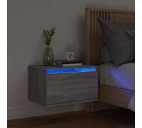vidaXL Comodino a Parete con luci LED Grigio Sonoma