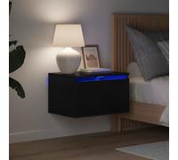 vidaXL Comodino a Parete con Luci LED Nero
